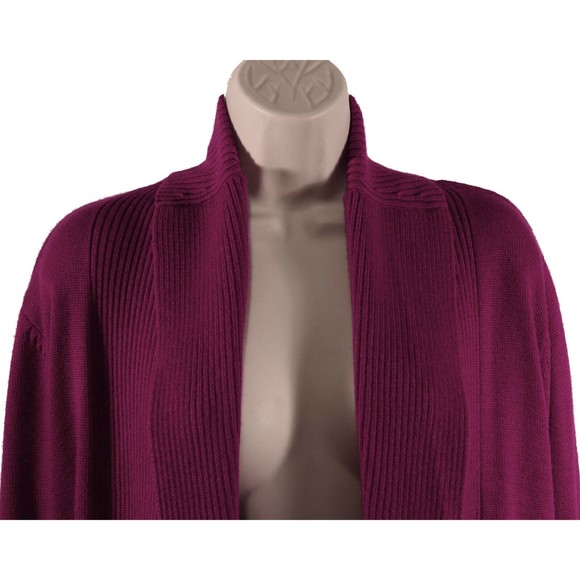 Coldwater Creek Womens Open Front Cardigan Sweater XS (4-6) Magenta Merino Wool - Picture 2 of 10